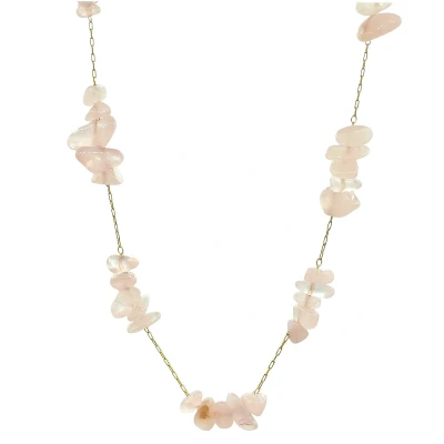 Afbeelding van Damesketting Rozenkwarts Goudkleurig Goldplated Stainless Steel 40+5 cm