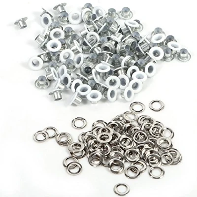Afbeelding van Metalen oogjes kit, 4 mm ogen met sluitringen voor doe het zelf leer, kleding, schoenen, riem handwerk, 100 stuks (wit)
