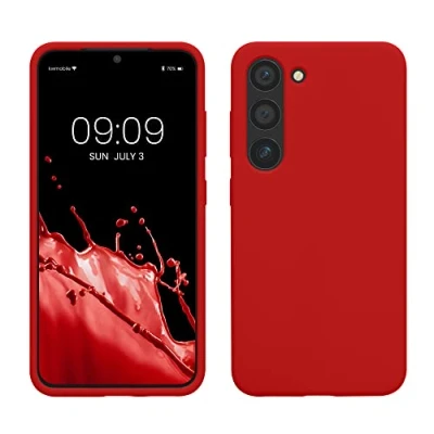 Afbeelding van kwmobile telefoonhoesje geschikt voor Samsung Galaxy S23 Hoesje met siliconen coating Smartphone case in klassiek rood