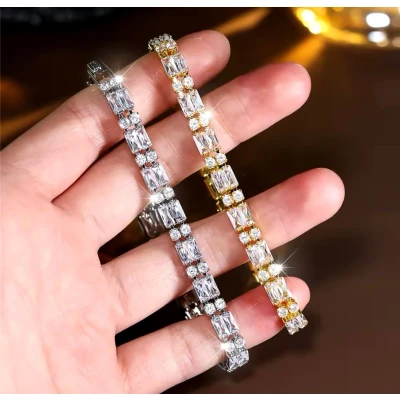 Afbeelding van Luxe Dames Armband Goud Witte Zirkoon Verstelbare
