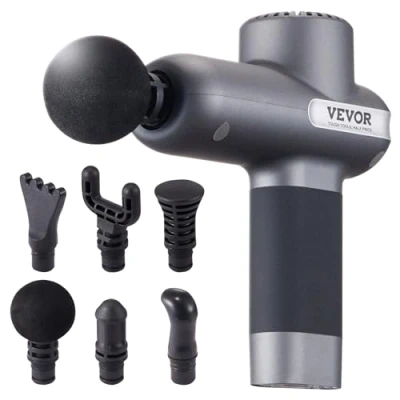 Afbeelding van VEVOR Massagepistool voor spieren, 5 snelheden, diepe weefselmassageapparaat atleten, draagbaar 6 kops spiermassageapparaat pijnverlichting, spierontspanning