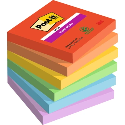 Afbeelding van Memoblok 3M Post it 654 Super Sticky 76X76mm PLAY