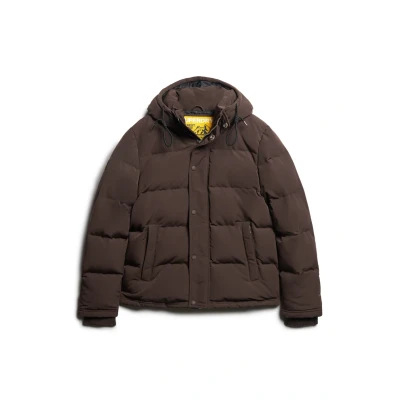Afbeelding van Superdry Everest Hooded Puffer Winterjas, Heren, Maat: Large, Dark brown