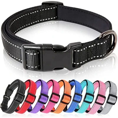 Afbeelding van HEELE Hondenhalsband, Zacht Gevoerd Neopreen Nylon Hondenhalsband voor Puppy&#039;s, Kleine en Middelgrote Honden, Verstelbare Reflecterende Halsband Hond Training, Zwart, M