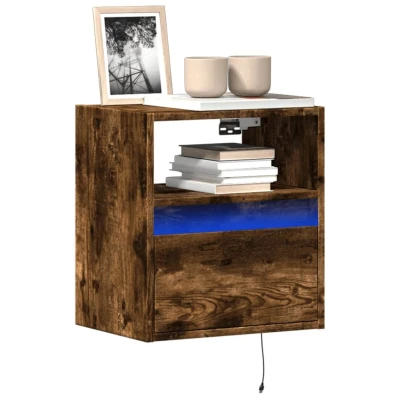 Afbeelding van Tv wandmeubels met LED 2 st 41x31x45 cm gerookt eikenkleurig