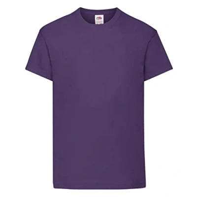 Afbeelding van Fruit of the Loom Unisex Kinderen Origineel T shirt met ronde hals en korte mouwen, Paars (Violett), 5 6 jaar