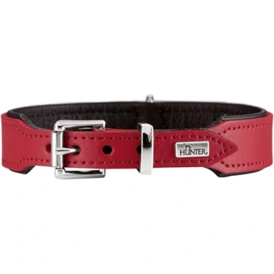 Afbeelding van HUNTER BASIC hondenhalsband, gecoat splitleer, kunstleer, eenvoudig, robuust, weerbestendig, 42 (S M), rood