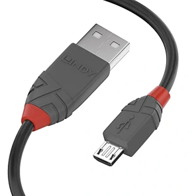 Afbeelding van Lindy 36732 1m USB 2.0 Cable A Micro B Mannelijk Zwart, Grijs kabel