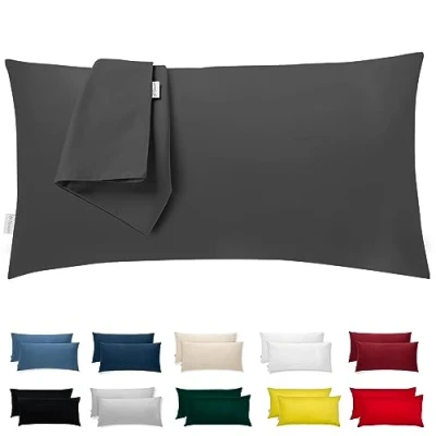Afbeelding van Flowen Set van 2 Kussensloop 50x80 100% Katoen Satin Premium Super Zachte Kussenslopen Resistent en Hypoallergeen Anti Mijt Kussenbeschermer Decoratief met Verborgen rits Wasbaar