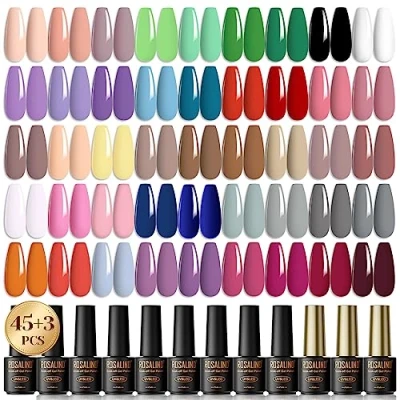 Afbeelding van ROSALIND UV Nagellak Set, 48 stuks Gel Neon Macaroon Pastel Grey Nude Pink Colour voor Nagelstudio Design Starter DIY Manicure Geschenkset