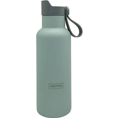 Afbeelding van NERTHUS FIH 1265 Click &amp; Drink Sportfles, dubbelwandig, 500 ml, met kliksluiting, hydratatie en stijl in een premium kaki design