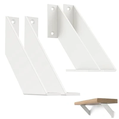 Afbeelding van Chas Bete Wandrek, rek, metaal, wit, vierkant, zware belasting voor planken, knutselen, 20 cm, 4 stuks