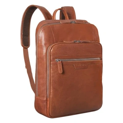 Afbeelding van STILORD &#039;Malik&#039; Werk Rugzak Leer voor 15,6 inch Laptops Lederen Office Backpack Grote Vintage Business Kantoortassen XL in Echt Leder, Kleur:maraska bruin