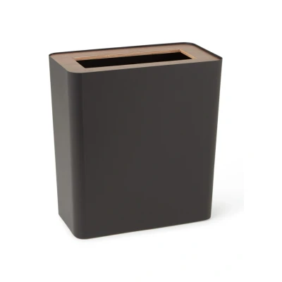 Afbeelding van Yamazaki Papierbak Rin Rechthoek 10 Liter Zwart Donkerbruin Hout 28x15x30cm