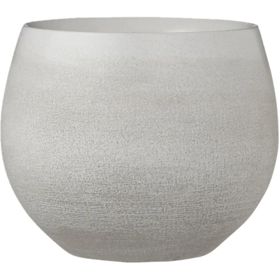Afbeelding van Mica Decorations Bloempot creme wit keramiek 18 x 15 cm