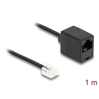 Afbeelding van Delock Telefonkabel RJ11 Stecker zu RJ45 Buchse schwarz 1 m HQ produ
