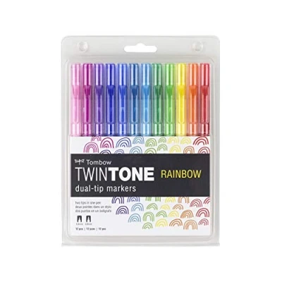 Afbeelding van Tombow TwinTone markers 12st set regenboogkleuren WS PK 12P 3