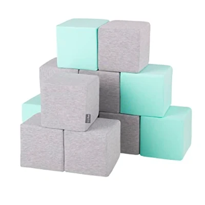 Afbeelding van KiddyMoon Foam Blokjes Voor Baby Zachte Blokken 12 Stuks Speelgoed Montessori Met En Veel Plezier Kinderen, Blokken: Lichtgrijs Munt