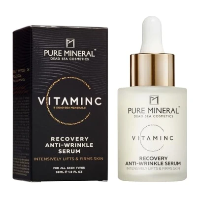 Afbeelding van Pure Mineral Anti Rimpel Vitamine C Herstel Serum voor Rijpe Huid Liftend Effect, Dode Zee Mineralen, Zichtbare Rimpelreductie Zonder siliconen, sulfates, parabens 30ml