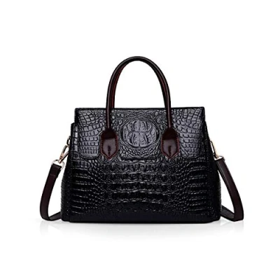 Afbeelding van NICOLE &amp; DORIS tassen handtassen designer krokodil top schoudertas luxe lederen tas dames PU leer, zwart, Large, klassiek