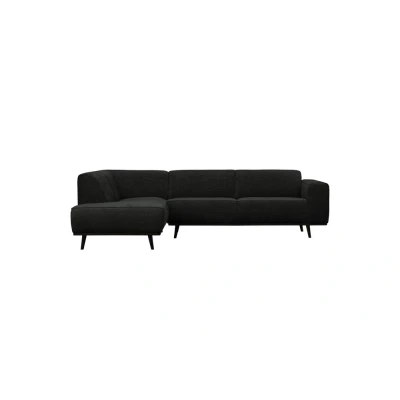 Afbeelding van Statement Hoekbank Links Brede Platte Rib Graphite