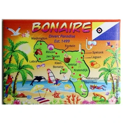 Afbeelding van Bonaire Map Caribbean Fridge Collector&#039;s Souvenir Magnet 2.5&quot; X 3.5&quot;