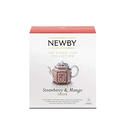 Afbeelding van Newby Thee Silken Pyramids Aardbei en Mango 38 g (Pack van 1, Totaal 15)