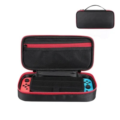 Afbeelding van HYGMOCC Beschermhoes voor Nintendo Switch/Switch OLED, met 10 patronen, opvouwbaar, zachte duurzame reistas Switch Console &amp; accessoires, Zwart, tas organizer