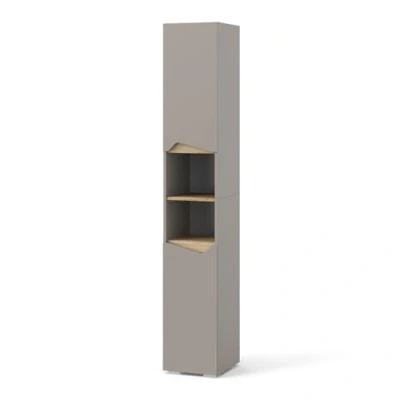 Afbeelding van Vicco Badkamerkast Marelle, Grijs/Grijs, 30 x 180 cm met deuren en open vakken