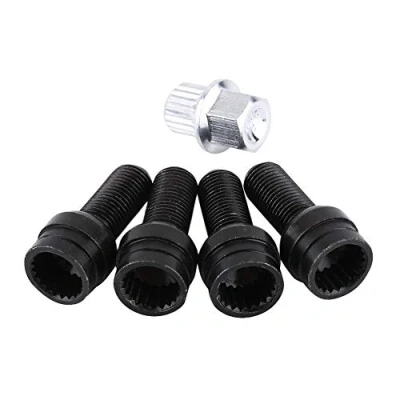 Afbeelding van 4 stuks M14 x 1 5 mm staal zwart set wielbouten en borgmoeren met onderdelen overige accessoires Andere interieuraccessoires Wielslot 3008