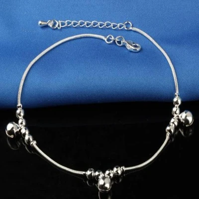 Afbeelding van Fako Bijoux® Enkelbandje Enkelsieraad Verzilverd 3x5 Bolletjes 22cm Zilverkleurig