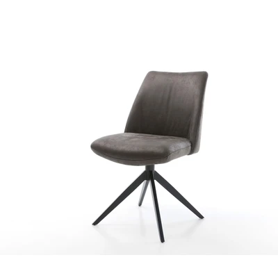 Afbeelding van DELIFE Draaistoel Elso Flex microvelours antraciet vintage kruisframe breed zwart 360 draaibaar rocker functie pocketveer kern