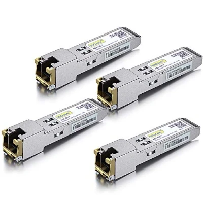 Afbeelding van [4 Pack] 1G SFP to RJ45 Mini Gbic Module 100 meter, 1000Base T Copper Transceiver Compatible for Cisco GLC T/SFP GE T, Meraki, Ubiquiti UniFi UF 1G, Netgear, Zyxel, D Link, TP Link and more
