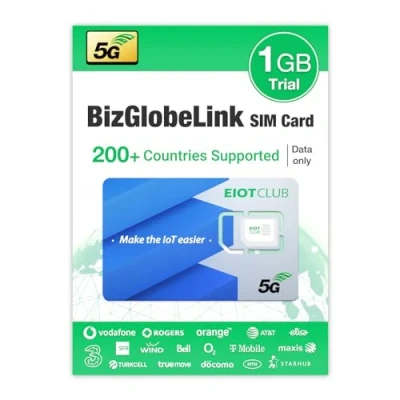 Afbeelding van EIOTCLUB BizGlobeLink Prepaid SIM voor reizen, datasymkaart, internationaal gebruik in 200 landen, alleen gegevens, 5G/4G LTE, zonder contract, navulbaar, mobiele telefoons, wifi router en