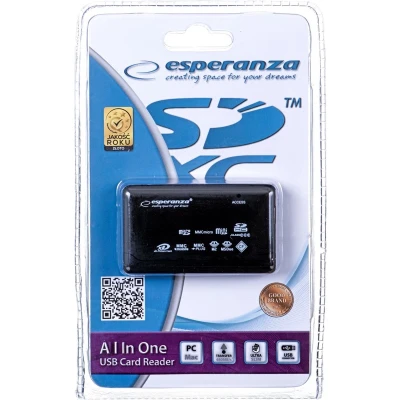 Afbeelding van Esperanza EA117 geheugenkaartlezer Zwart USB 2.0