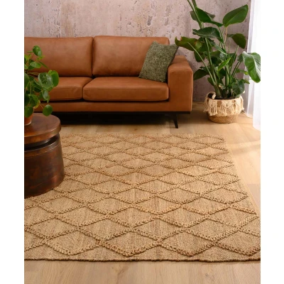 Afbeelding van Jute Vloerkleed Ruiten Forde Naturel 200x300 Cm
