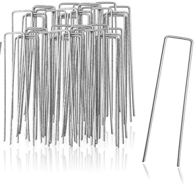 Afbeelding van COM FOUR® 50x grondankers van gecoat staal robuuste grondpennen voor het bevestigen onkruidvlies en folies tuin camping hoekig (050 stukjes 150x25x3mm)