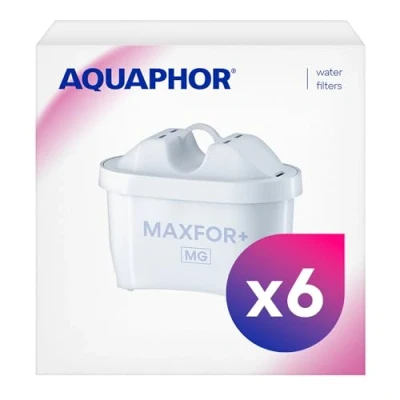 Afbeelding van AQUAPHOR Maxfor+ Mg Pack filterpatroon, 6 liter, filtert kalk, chloor en zware metalen andere stoffen, 200 l helder lekker water, met AQUAL technologie, voor beter eten drinken