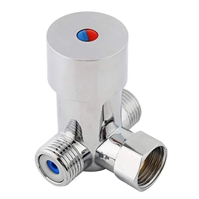 Afbeelding van G1/2 mengkraan voor warm koud water, mengventiel, gehard messing ventiel, 3 weg thermostaatmengmachine, temperatuurregeling, automatische kraan