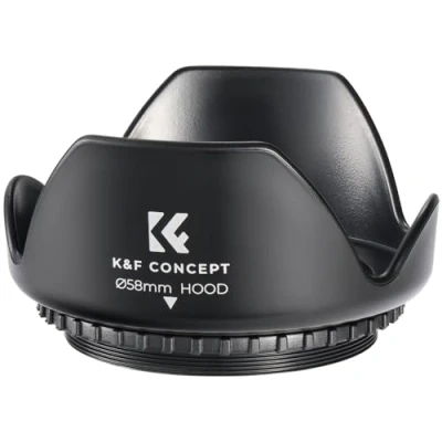 Afbeelding van 58 mm lenskap, K&amp;F Concept universele zonnekap met tulpenbloem, zonnescherm reinigingsdoekje voor Canon, Nikon, Sony, Pentax, Olympus, Fuji camera