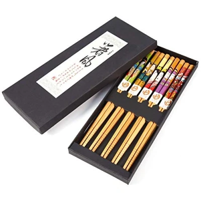 Afbeelding van 5 paar Japanse Sushi Stijl Eetstokjes Geschenkset Bamboe Set