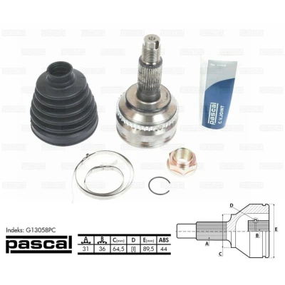 Afbeelding van Homokineet reparatie set, aandrijfas PASCAL G13058PC
