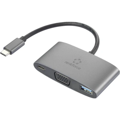 Afbeelding van Renkforce USB C, VGA Adapter [1x C stekker 1x bus (Power Delivery), bus, 3.2 Gen 1 A (USB 3.0)] RF HUB 151