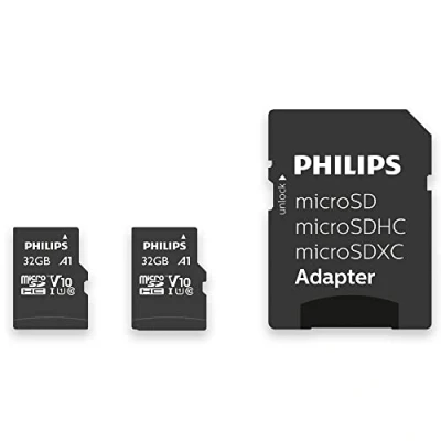 Afbeelding van Philips FM32MP45D Micro SDHC kaart 32GB Class 10 UHS I U1 incl. Adapter 2 Pack