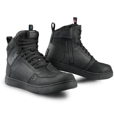 Afbeelding van SHIMA REBEL 2.0 Motorschoenen voor heren, leer, waterdicht, motorlaarzen, beschermers, sneakers, antislipzool, enkelsteun, ritssluiting aan de zijkant (vrouwen, zwart, 37)
