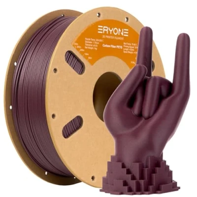Afbeelding van ERYONE Carbon Fiber PETG Filament 1.75mm +/ 0.03, 3D Printing Filament, 1kg (2.2 lbs)/Spool, Reddish Purple