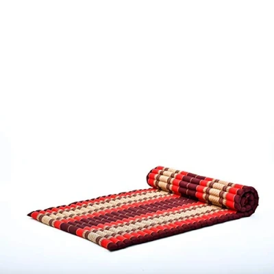 Afbeelding van Leewadee Opvouwbaar Matras Japanse Oprolbare Futon Opvouwbare Tatami Mat Gasten Vloerbed Camping Thaise Massage Mat, Kapok Gevuld, Rood