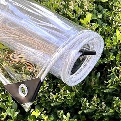 Afbeelding van Transparant Zeildoek,Zware Buiten Zeildoek Gordijn,Helder Dekzeil Waterdicht PVC,Regendicht Blad 0,35mm Opvouwbaar Scheurbestendig Zeil Met Oogjes, Plantenhoes,Aangepast (2.3x4.5m(7.5x14.7ft))