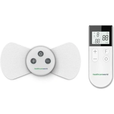 Afbeelding van Draadloos TENS apparaat voor pijnverlichting, zenuw en spierstimulator pijnbestrijding, 15 modi 16 intensiteitsniveaus, 2 zelfklevende draadloze elektrodenpads