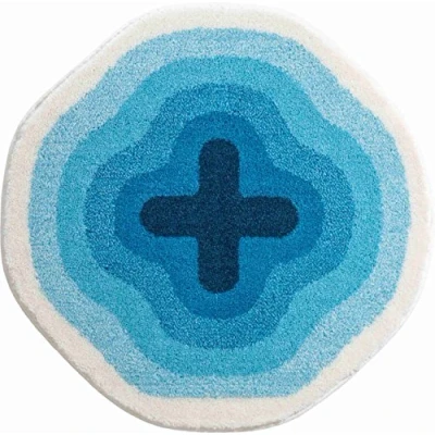 Afbeelding van Grund Design Badmat KARIM RASHID, Ultrazacht en absorberend, Antislip, 5 jaar garantie, 03, 90 cm rond, blauw